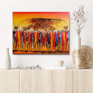 African Art Canvas, Colorful Abstract Art African, Colorful Abstract Canvas, Picture Wall Art, Museum Quality Canvas READY to Hang
