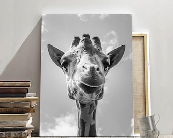 Cute Giraffe Wall Art, Giraffe Photo On Canvas or Poster, Giraffe Art, House Decor, Kids Room Wall Decor, Room Decor