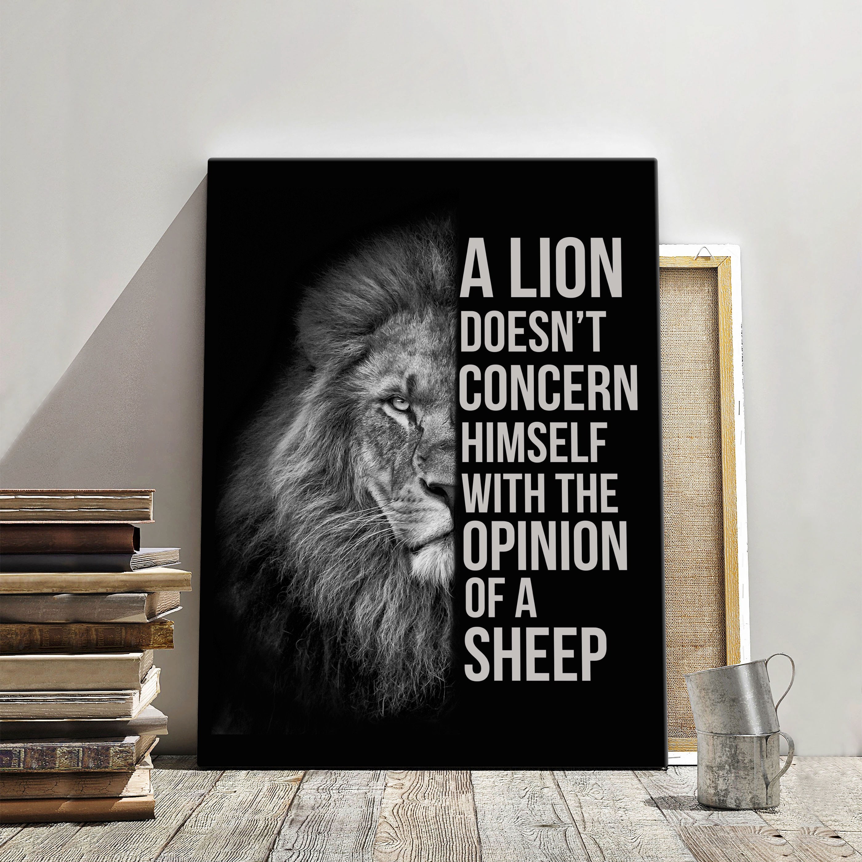 Lion Wall Art, Lion Sheep Art, Lion Motivational Quotes Print