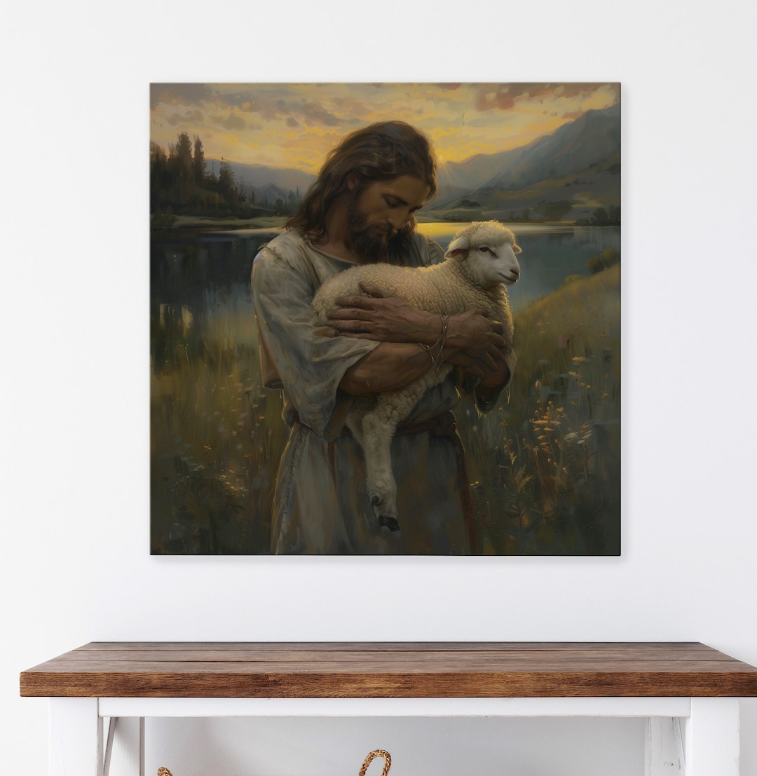 Jesus and Lamb, Jesus Holding a Lamb, Faith Canvas Prints, Jesus Canvas ...