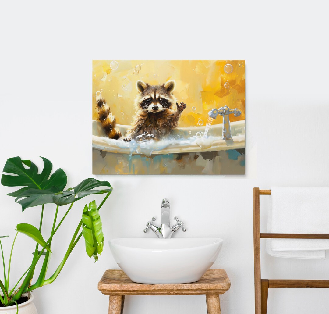 Funny Raccoon Art, Bathroom Decor, Bathroom Wall Art, Raccoon Wall Art ...