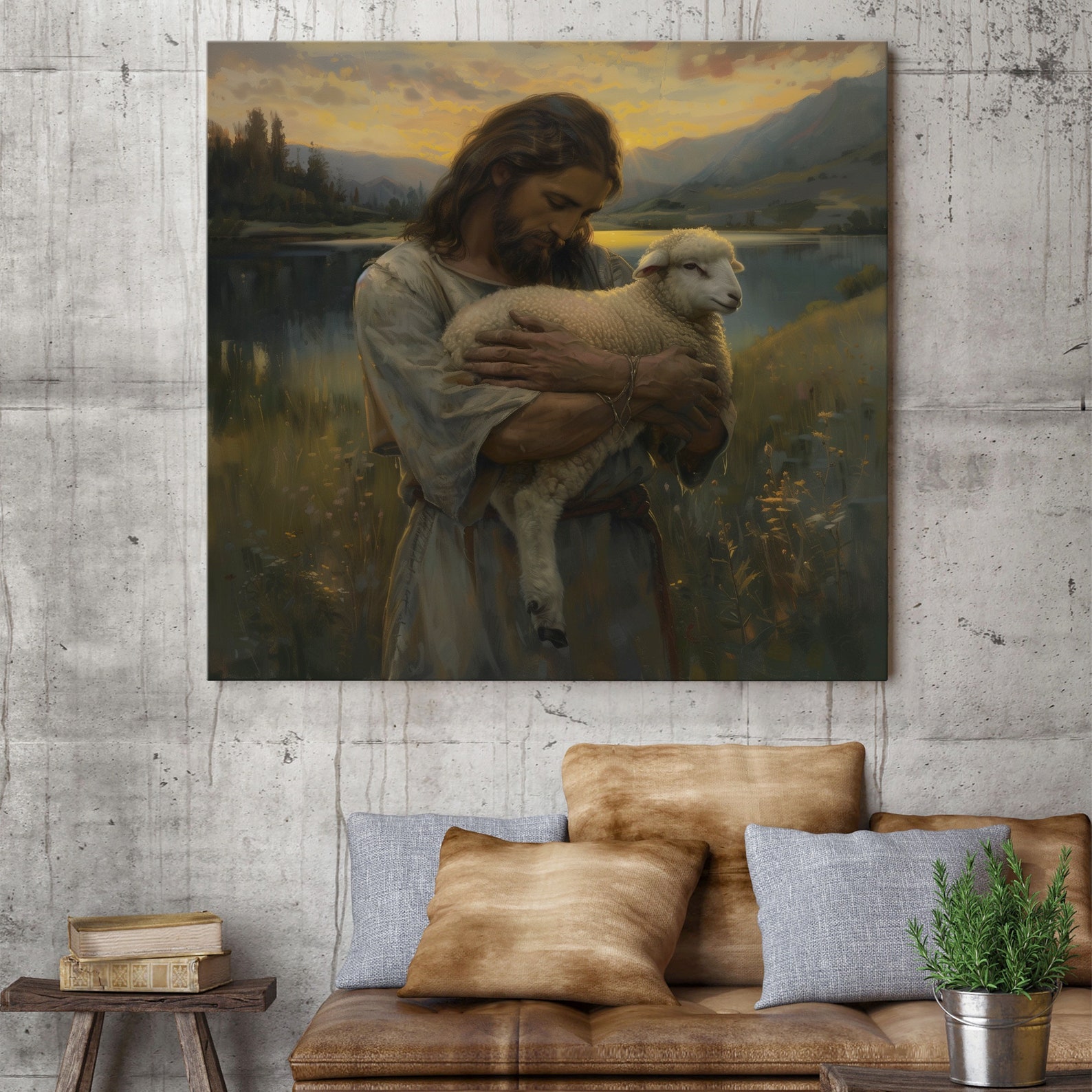Jesus and Lamb, Jesus Holding a Lamb, Faith Canvas Prints, Jesus Canvas ...
