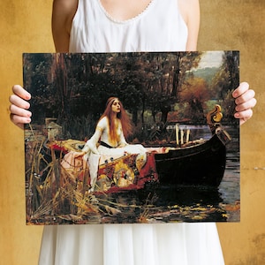 Waterhouse by John William Painting Print on Canvas, The Lady of Shalott English Vintage Painting, Crisp Color Details, Paper or Canvas