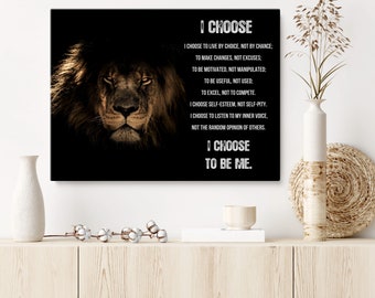 Lion Motivational Print, Self Empowerment Print, I Choose to Be Me