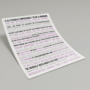 Citação do monólogo de Gloria, filme de boneca para impressão, discurso de Gloria, citação de discurso de filme, decoração de parede feminista, ARQUIVO DIGITAL imagem 7