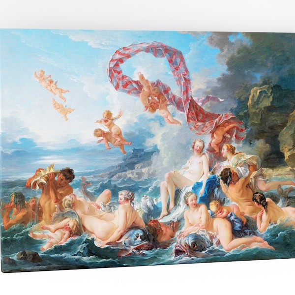 Francois Boucher's The Triumph of Venus (1740) Famous Painting Reproduction, Classic Art Canvas Wall Art Print
