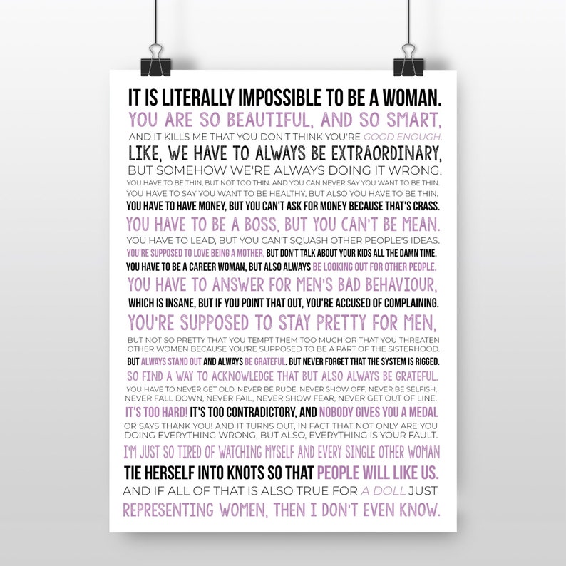 Gloria's Monologue Print, Movie Poster, Gloria Speech Poster, Movie Speech Quote, Feminist Wall Decor Paper Print zdjęcie 6