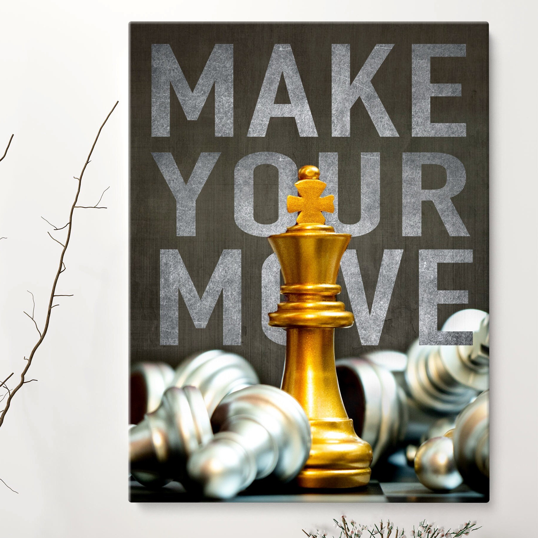 Chess Game Match Motivational Poster Art Print Think Quote Classroom Wall  Decor