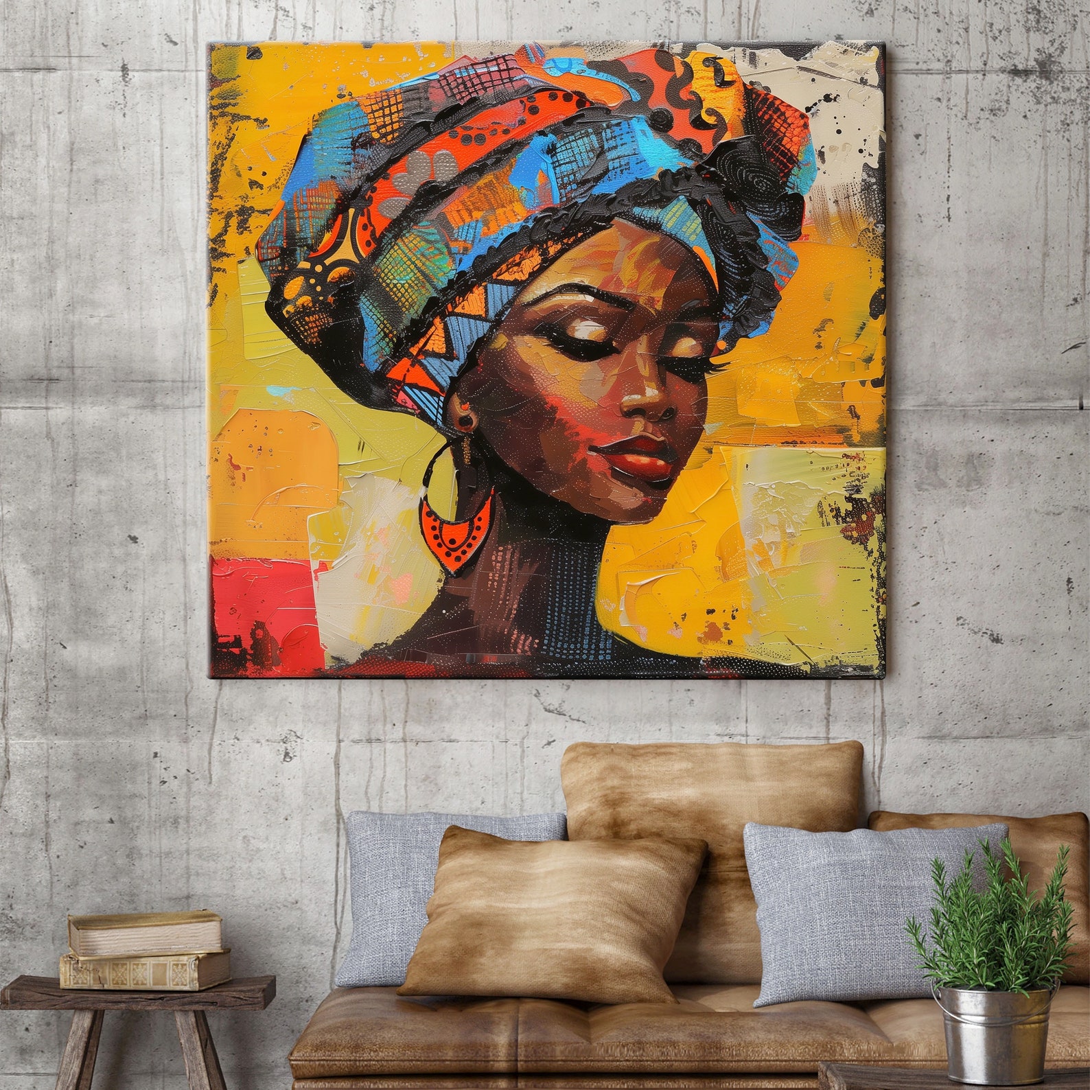 African Woman Abstract Painted, African Art Canvas, African Patterns ...