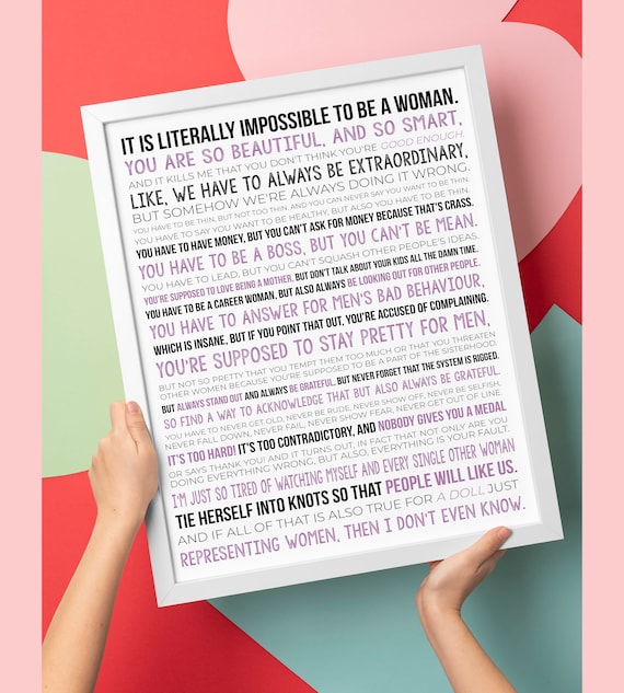 Gloria's Monologue Print, Movie Poster, Gloria Speech Poster, Movie Speech Quote, Feminist Wall Decor Paper Print