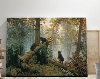 Morning in a Pine Forest by Shishkin Ivan,Forest wall art canvas, Nature Extra Large Museum Quality Canvas