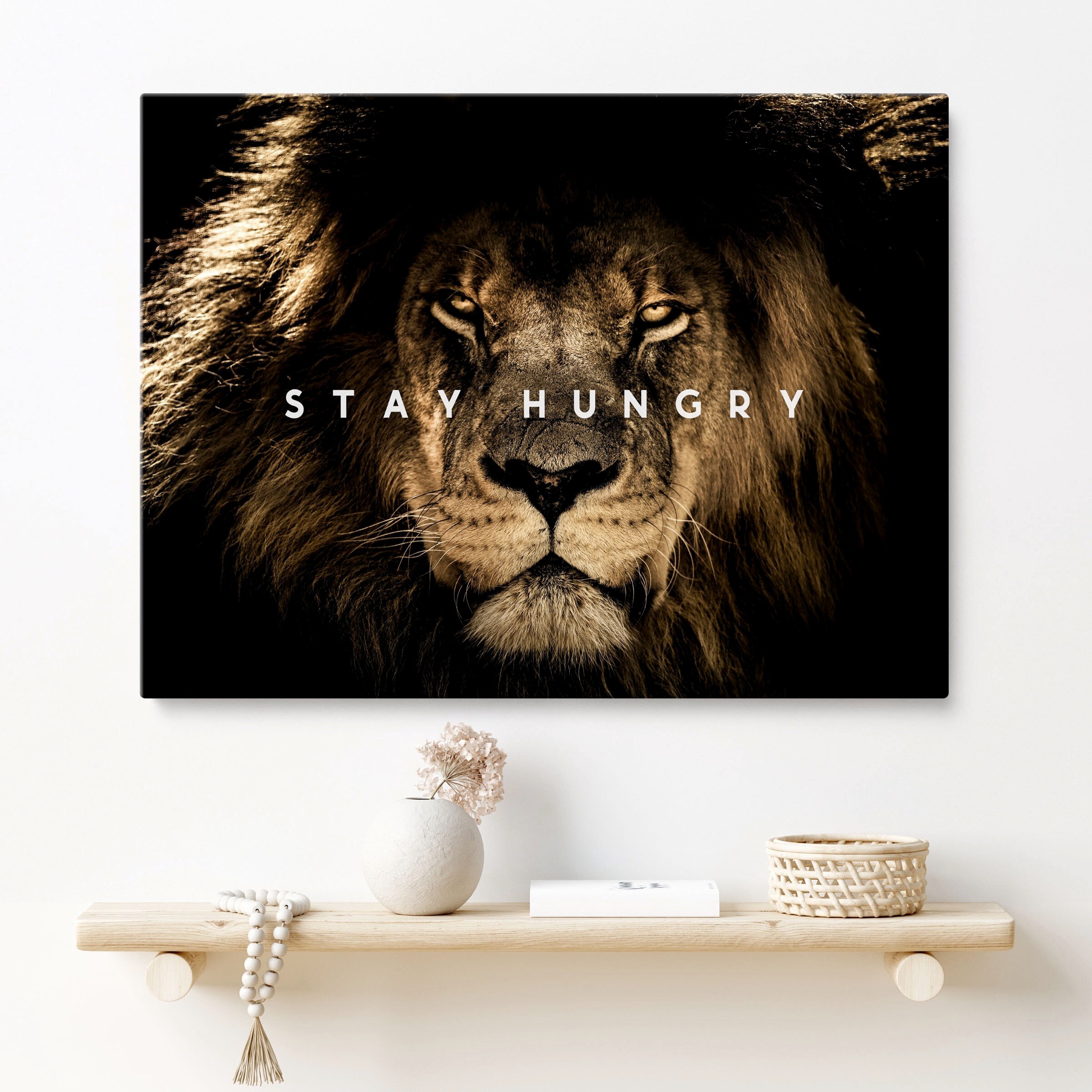 Déco Murale Lion Avec Citation Motivante - Pour Salle De Sport Ou Maison - Vinyle Warpathic
