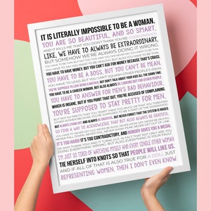 Citação do monólogo de Gloria, filme de boneca para impressão, discurso de Gloria, citação de discurso de filme, decoração de parede feminista, ARQUIVO DIGITAL imagem 2