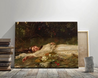Ophelia by Friedrich Heyser, Print on Canvas, Painting Arts, Art Prints, Wall Decor, Antique Print, Classic Painting, Famous Painting Canvas
