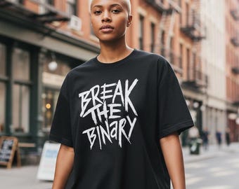 Break the Binary Shirt | Nonbinary Pride LGBTQ+ Apparel | Hand Drawn Art | Comfort Colors® Tee