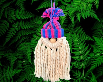 Bisexual Pride Gnome Ornament | Queer Artist Made | Handmade Bi Present | LGBTQ Pride Flag Gift