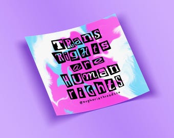 Trans Rights Are Human Rights Sticker | Waterproof Vinyl | Transgender Pride Art