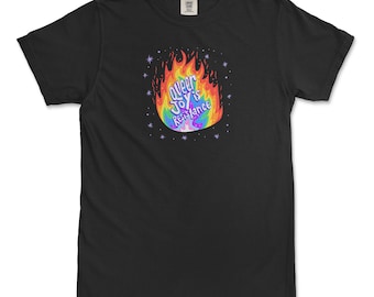 Queer Joy is Resistance Tee | LGBTQ Rainbow Fire Pride Shirt | Comfort Colors T-Shirt