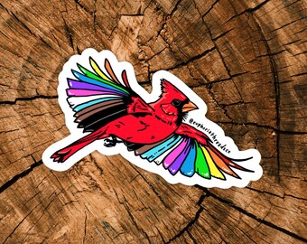 Prideful Flight Bird Sticker | LGBTQ+ Rainbow Bird Sticker | Waterproof Vinyl Die Cut