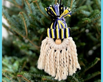 Nonbinary Pride Macrame Gnome Ornament, Queer Gift, Holiday Decor