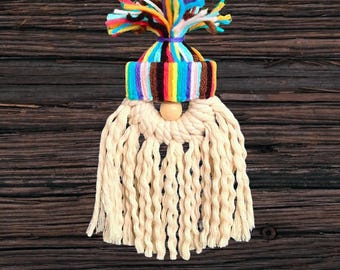 LGBTQ+ Rainbow Pride Gnome | Holiday Ornament | Handmade Macrame | Queer Decor Gift
