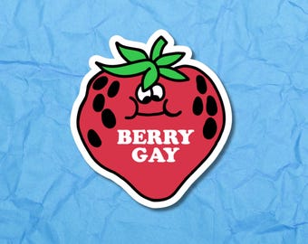 Berry Gay Retro Sticker | LGBTQ+ Pride Art | Hand drawn Queer Artwork