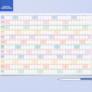 Printable 2025 Big Calendar | GIANT | Colorful & Trendy Styles | Home/Fitness/Goals/Wall Calendar/Tracker | Smart Calendar | BOLD DAYS