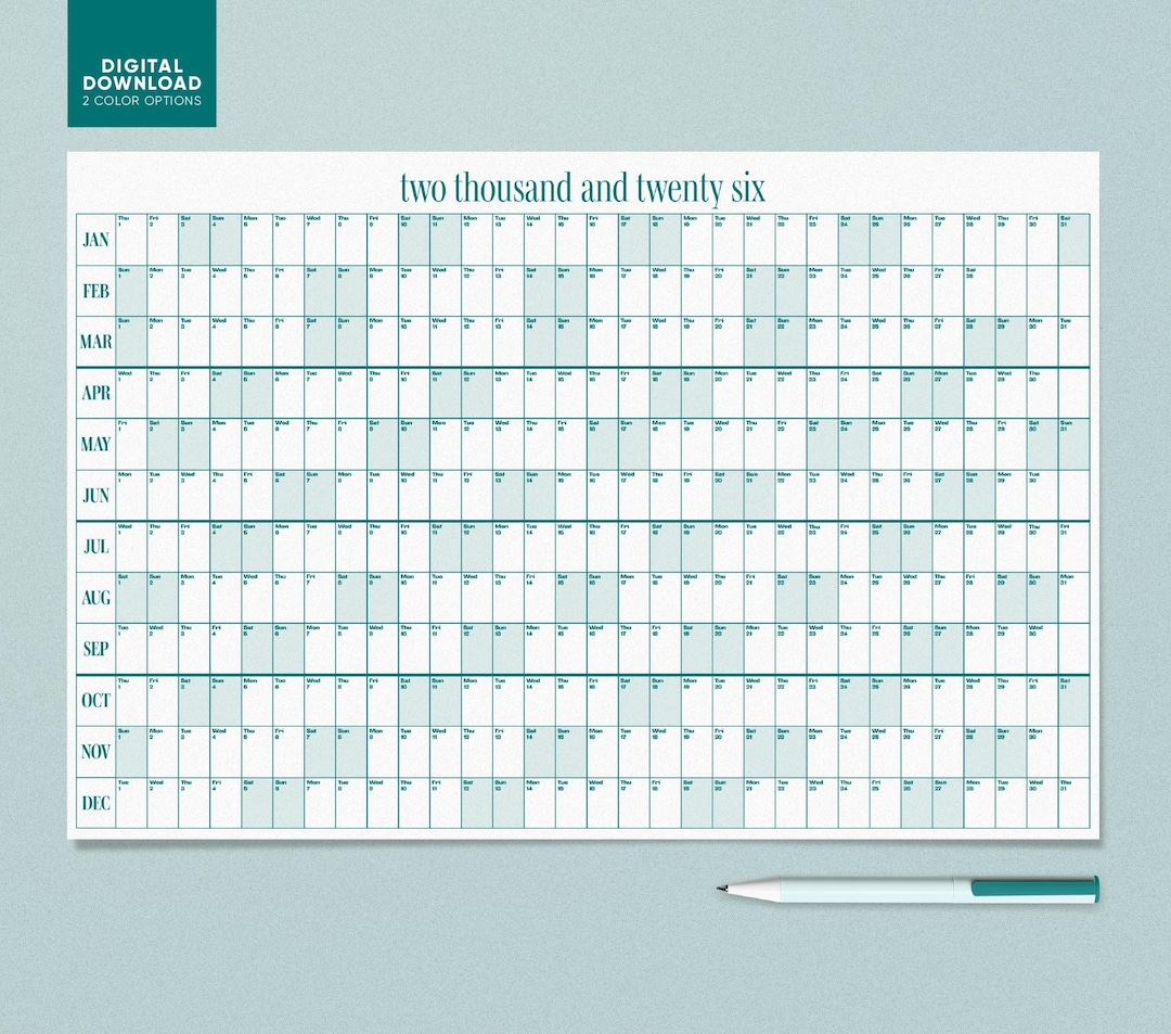 2026 Giant Wall Calendar | Colorful Yearly Planner (digital Download ...
