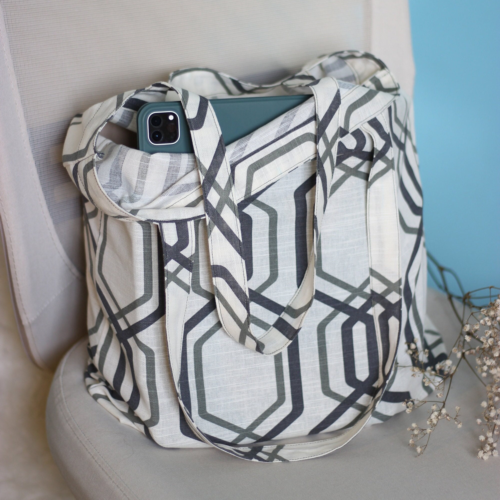 Tote Bag PDF Sewing Pattern in English, Shopping Bag, Shopper, Market ...