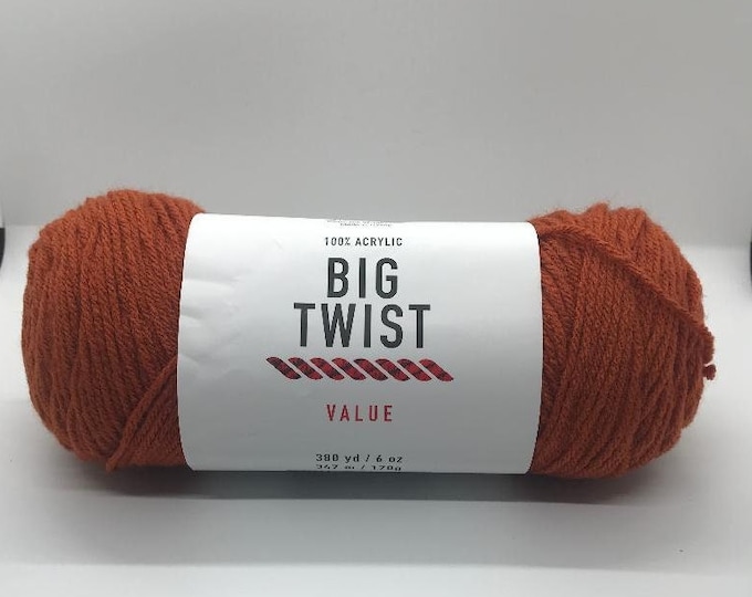 Big Twist Value Yarn- Rust Acrylic Worsted Weight Yarn- Crochet and ...