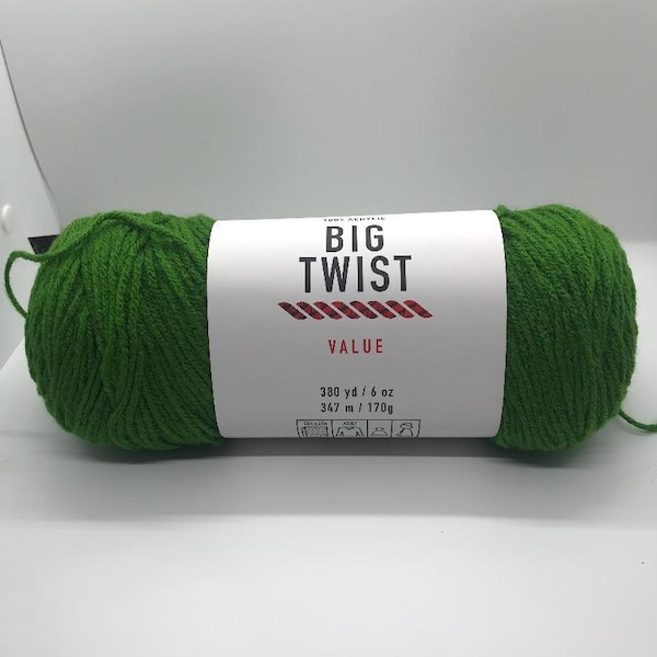 Big Twist Value yarn- Forest Green  acrylic worsted weight yarn- Crochet and Knit Craft supplies