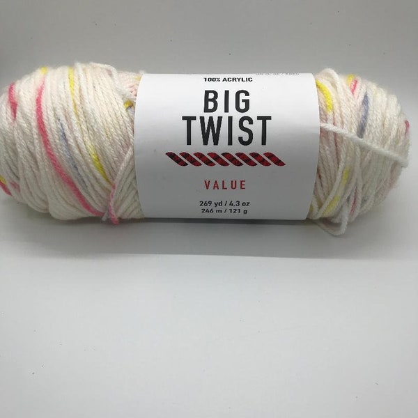 4.3oz Print Medium Weight Acrylic Value Worsted Yarn by Big Twist- Speckle  Brights