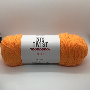 Big Twist Value yarn-Orange Brt  acrylic worsted weight yarn- Crochet and Knit Craft supplies