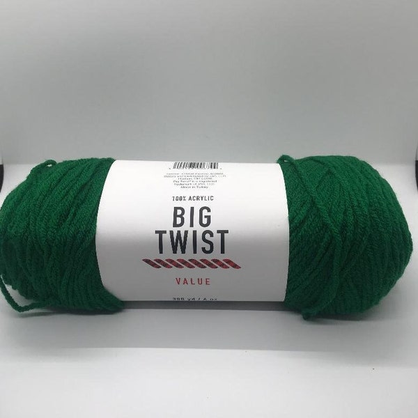 Big Twist Value yarn- Varsity Green  acrylic worsted weight yarn- Crochet and Knit Craft supplies