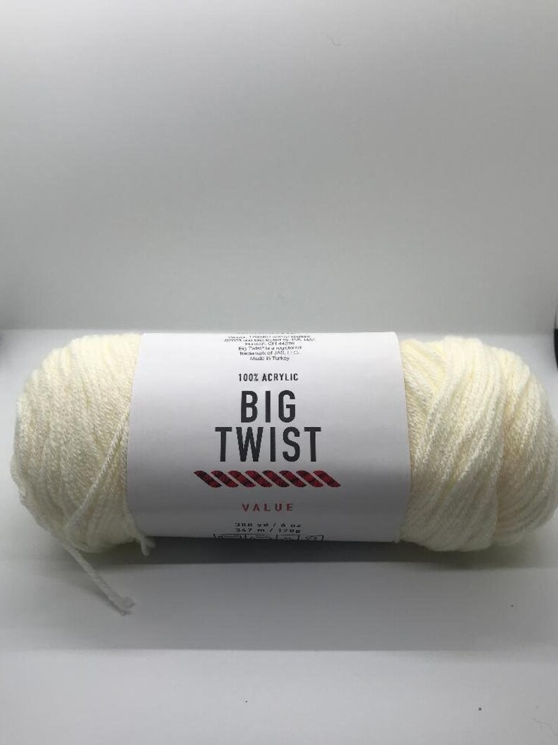 Big Twist Value Yarn Ivory Acrylic Worsted Weight Yarn Crochet and Knit