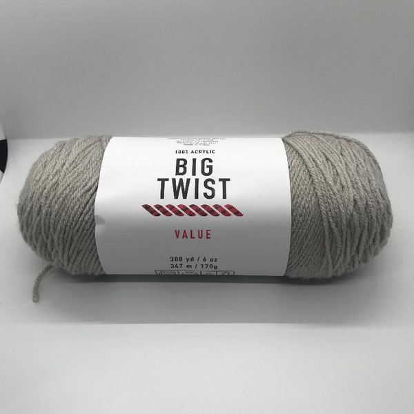 Big Twist Value yarn- Taupe  acrylic worsted weight yarn- Crochet and Knit Craft supplies