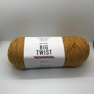 Big Twist Value yarn- Mustard  acrylic worsted weight yarn- Crochet and Knit Craft supplies