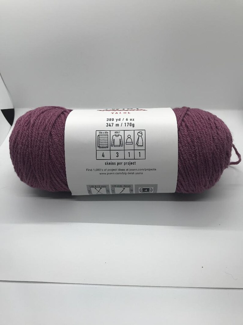 Big Twist Value Yarn Eggplant Acrylic Worsted Weight Yarn Crochet and