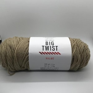 Big Twist Value yarn- Mushroom  acrylic worsted weight yarn- Crochet and Knit Craft supplies