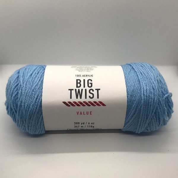 Big Twist Value yarn- Cornflower Blue acrylic worsted weight yarn- Crochet and Knit Craft supplies