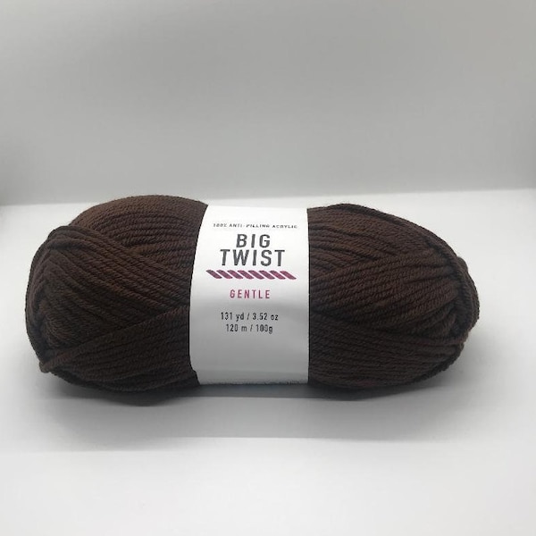 Big Twist Chocolate Brown Bulky Gentle acrylic yarn- Crochet and Knit Craft supplies