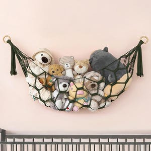 Macrame Toy Hammock: Stuffed Animal Net for Toy Storage