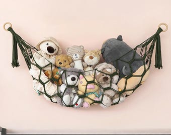 Macrame Toy Hammock: Stuffed Animal Net for Toy Storage