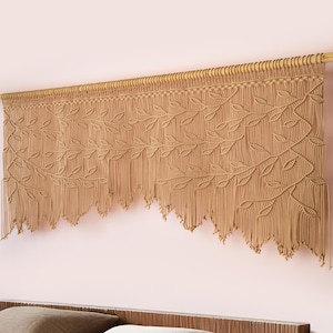 Tapiz de pared de macramé extragrande, tapiz de hojas botánicas, decoración orgánica moderna