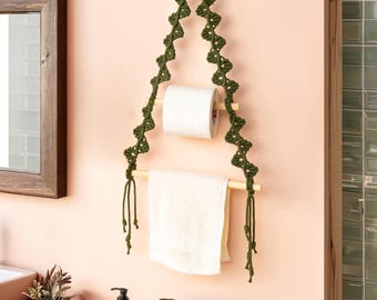Toilet Macrame Paper Hanger, Bathroom Hand Towel Holder, Boho Bathroom Storage