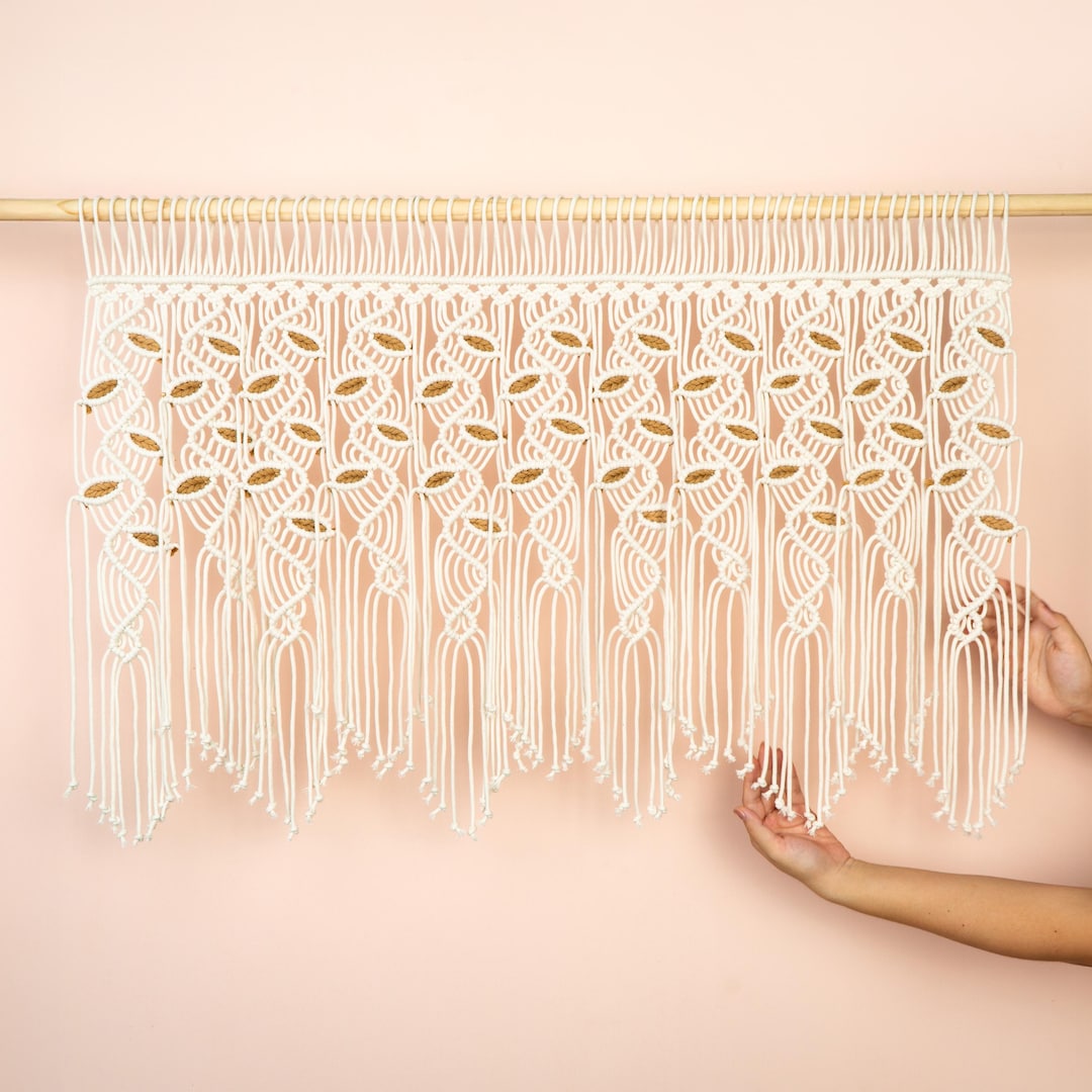 Macrame Window Design Neutral Ivory Cream Macrame Window Curtain With Two Tones for ...