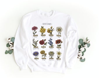 Birth Flowers sweatshirt, Gift, mom gift, gifts for mom, Birth flower shirt, Birth month sweatshirt, sweatshirt