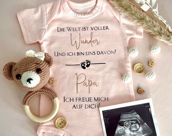 Babybody; Schwangerschaft verkünden; personalisiert; Papa überraschen; Wir bekommen ein Baby; kleines Wunder; Du wirst Papa; schwanger; Body