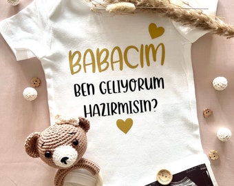 announce pregnancy; Babacim ben geliyorum hazirmisin; personalized; We're having a baby; Bebek geliyor; Hamilelik; Body; Babasi