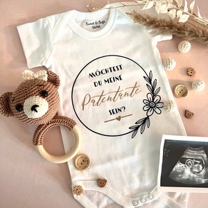Personalized baby bodysuit; Ask godmother; Would you like to be my godfather; Body; announce pregnancy; individually; Aunt; Uncle